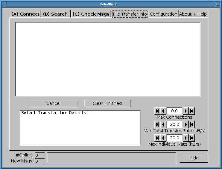 Retroshare v2.0 History Image File Transfer Window