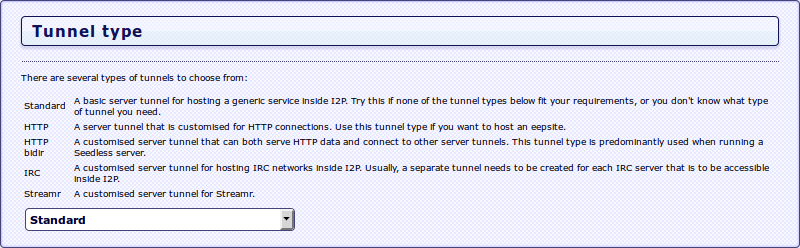i2p Server Tunnel Type